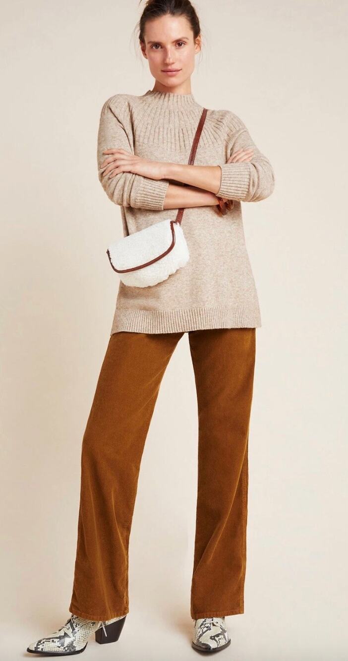 Anthropologie Welford Tunic Knit Sweater Size S Mock Neck Minimalist Classic